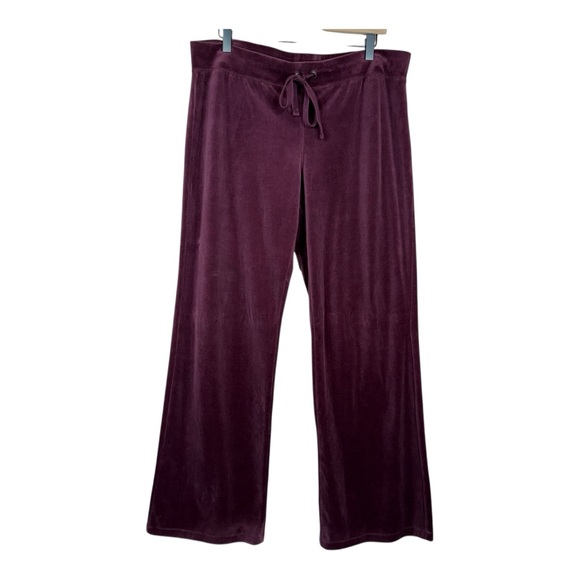 Gap Burgundy Pull On Elastic Waist Wide Leg Velour Lounge Pants Size L - Picture 1 of 8